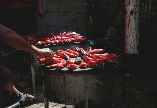 Peppers on the stove