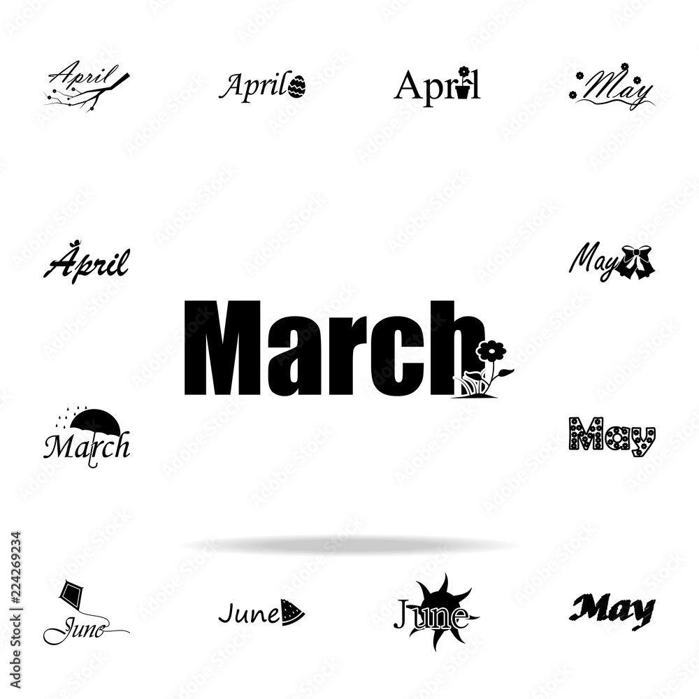 Poster march icon. name of month icons universal set for web and mobile