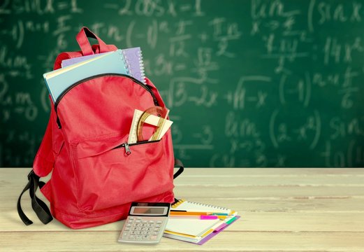 School bag with supplies