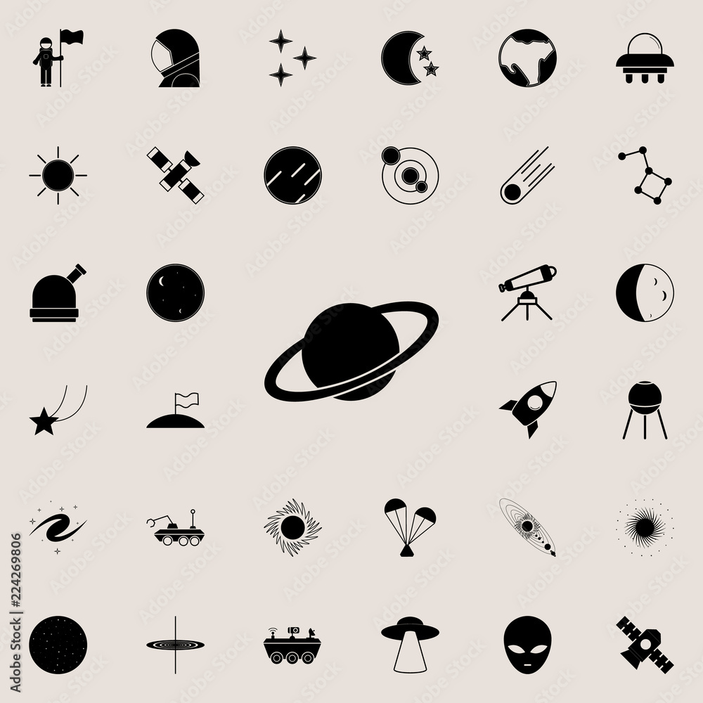 Poster planet saturn icon. space icons universal set for web and mobile