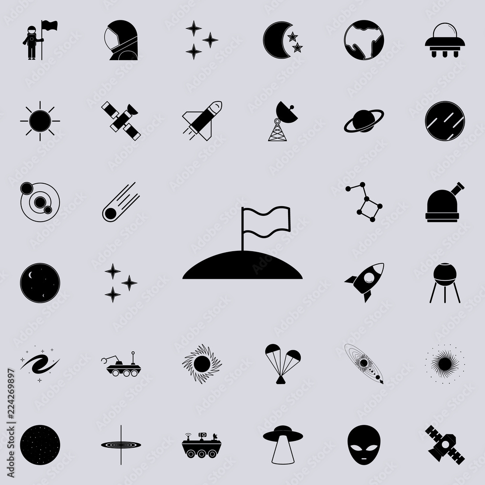 Poster flag on the moon icon. space icons universal set for web and mobile