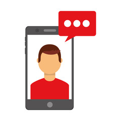 smartphone with man and speech bubble