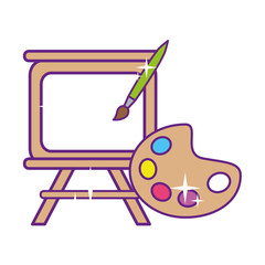 colors pallette with brush and canvas