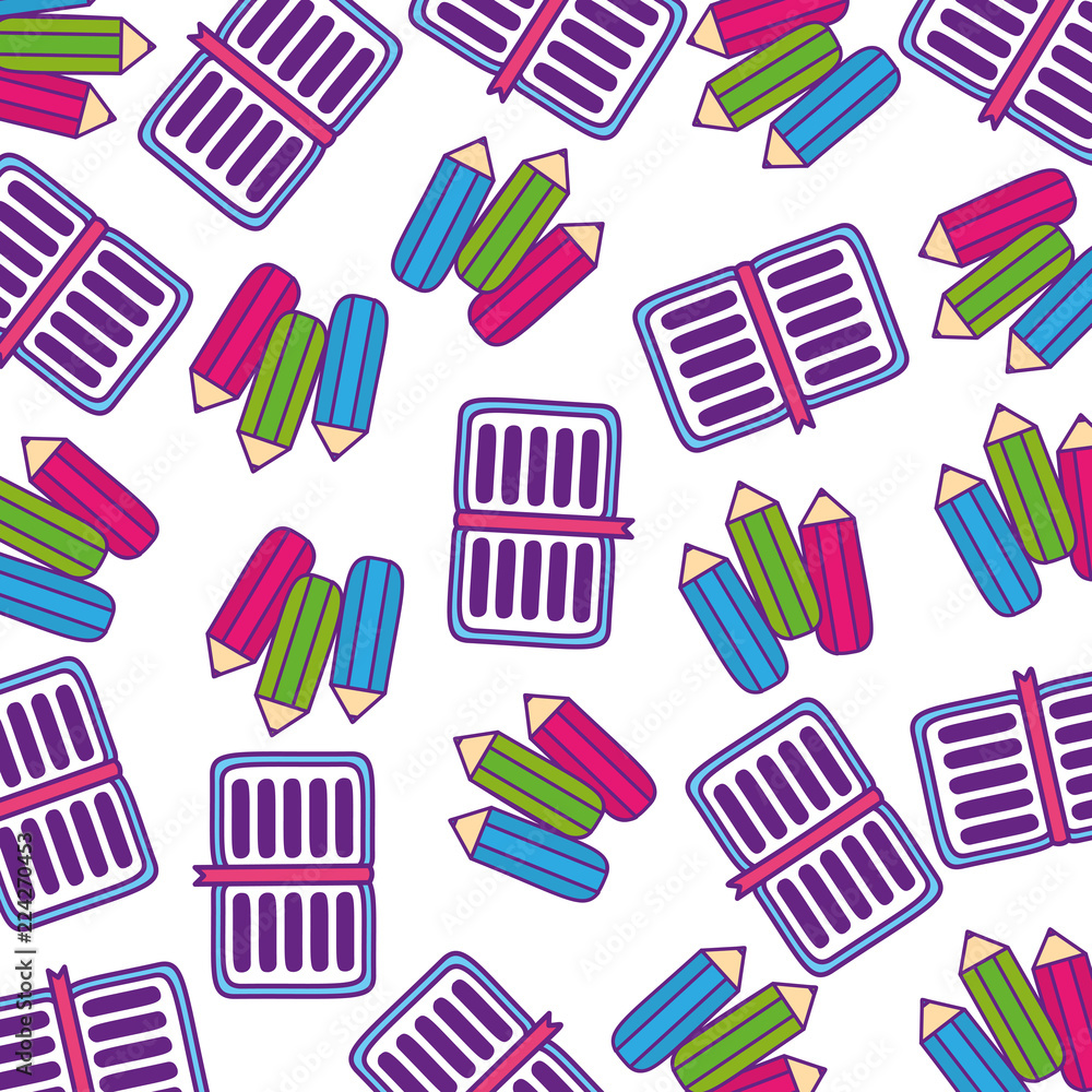 Poster pencils colors and notebook pattern