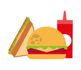 delicious fast food with sauce isolated icon