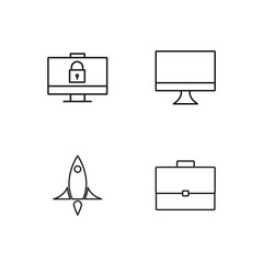 business simple outlined icons set