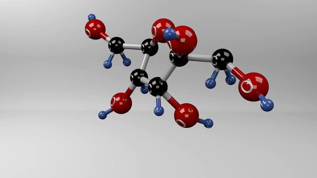Fructose molecule Molecular structure of fructofuranose, natural monosaccharide found in almost all fruits.
