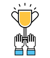 hand with trophy award winner