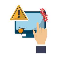 hand computer virus attack alert data protection