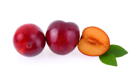 red cherry plum isolated on white background