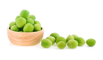 Green plum isolated on white background