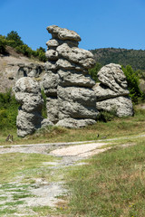 Landscape with rock formation The Stone Dolls of Kuklica near town of Kratovo, Republic of Macedonia