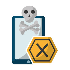 smartphone skull danger alert board