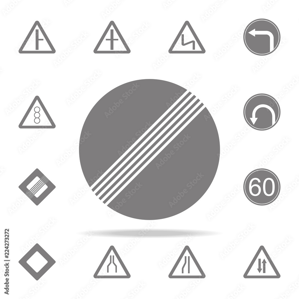 Poster white round road sign end of all restrictions icon. web icons universal set for web and mobile
