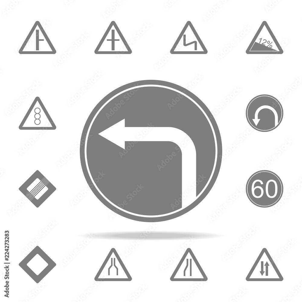Poster turn left ahead icon. web icons universal set for web and mobile