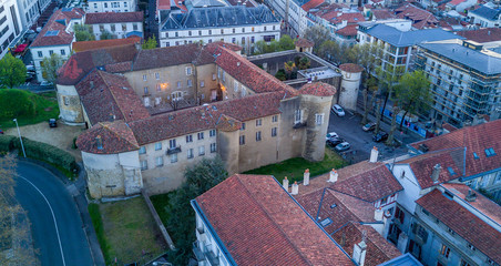 Castle in the old town center of Bayonne Basque county France aerial view
