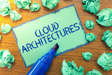 Handwriting text Cloud Architectures. Concept meaning Various Engineered Databases Softwares...