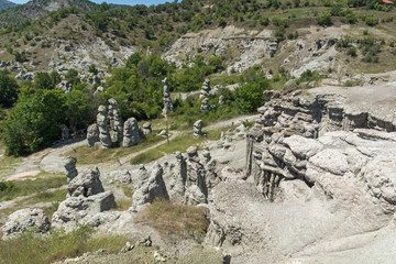 Landscape with rock formation The Stone Dolls of Kuklica near town of Kratovo, Republic of Macedonia