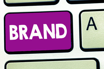 Writing note showing Brand. Business photo showcasing Type of product manufactured by a company under a particular name.