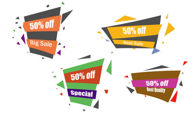 set of abstract geometric sale banner or background vector