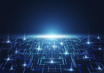 Abstract big data digital background with technology circuit board texture. Electronic motherboard illustration. Communication and engineering concept. Vector illustration