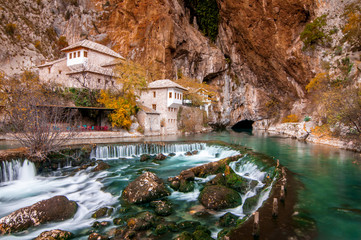 Vrelo Bune is the natural and  architectural ensemble at buna river spring near blagaj Bosnia tekiye