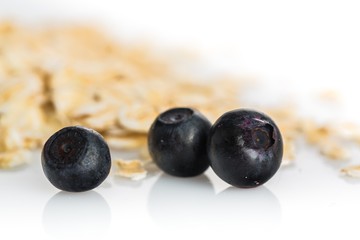 Close-up of Blueberries and Oat Flakes