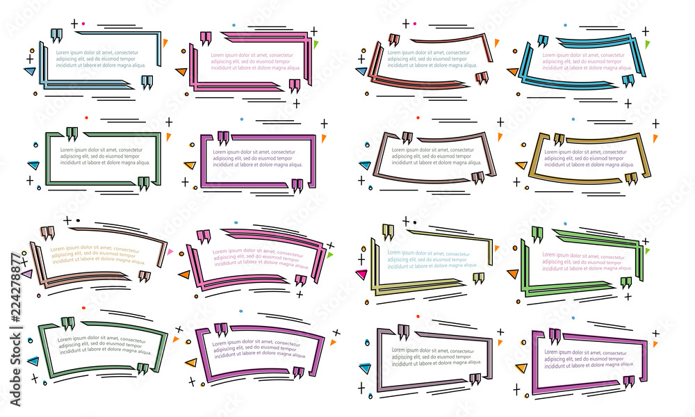 Poster set of geometric quote boxes bubble talk quotation frame vector