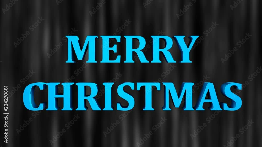 Poster merry christmas bright text and snowfall, 3d rendering background, computer generating for holidays 