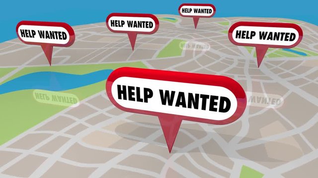 Help Wanted Open Job Positions New Hiring Map Pins 3d Animation