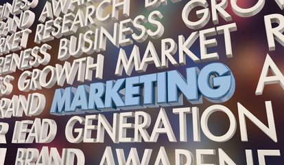 Marketing Research Lead Generation Business Growth Word Collage 3d Illustration