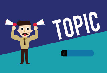 Writing note showing Topic. Business photo showcasing matter dealt with in text discourse or conversation subject News.