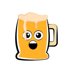 Colored surprised beer mug icon