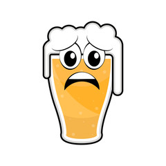 Colored sad beer glass icon