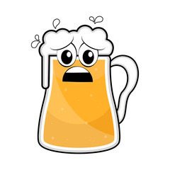 Colored sad beer mug icon
