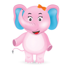 Pink Cute Elephant Cartoon, Vector Illustration 10