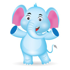 Blue Cute Elephant Cartoon, Vector Illustration 10