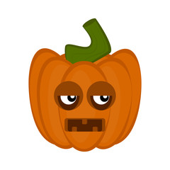 Disgusted halloween pumpkin cartoon character