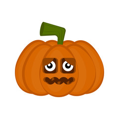 Sad halloween pumpkin cartoon character