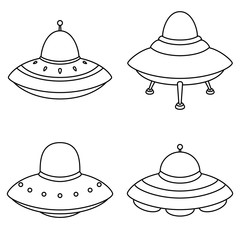 Set of alien spaceships icon isolated on white background