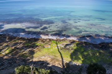 View of Tessellated Pavement in Pirates Bay, Tasmania.