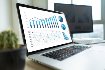 business man work chart schedule or planning financial report data