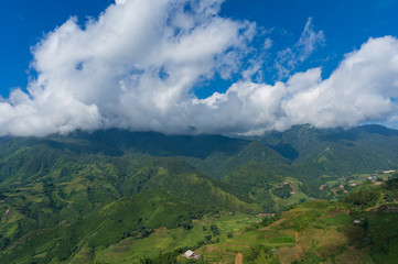 Obraz premium Aerial landscape of countryside mountain villages
