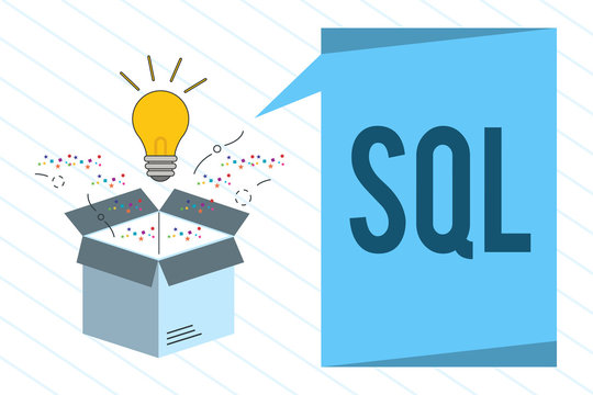 Word writing text Sql. Business concept for A standard computer language for relational database management.