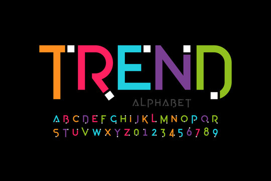 Modern font design, trendy alphabet letters and numbers
