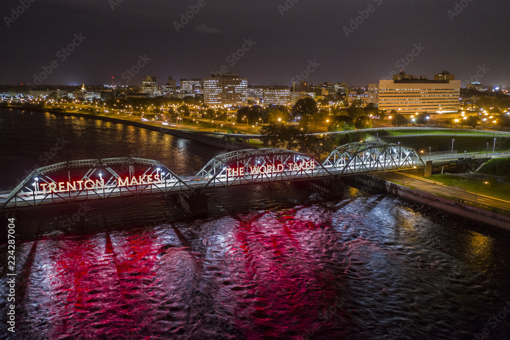 Poster Trenton Makes The World Takes Trenton Bridge Aerial Night Photo