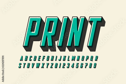 Offset Print Style Modern Font Design Alphabet Letters And Numbers