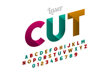Laser cutting font design, alphabet letters and numbers