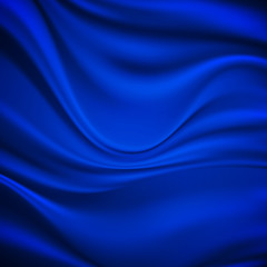 Luxury blue satin smooth fabric background for celebration, ceremony, event invitation card or advertising poster