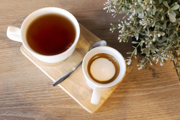 Hot coffee and hot tea